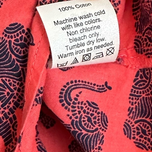 J.Crew Red Elephant Print Front Tie Shirt Top - Picture 4 of 6